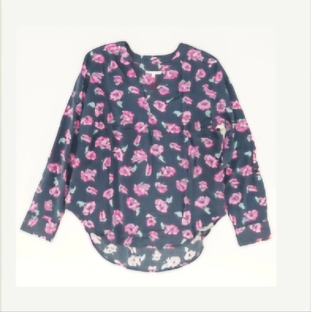 NWT Karissa & Me Blue Floral Blouse sz M